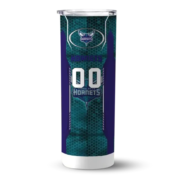 custom charlotte hornets stacked diamond teal skinny tumbler best selling 1.webp