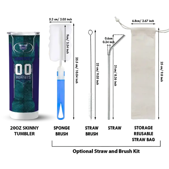 custom charlotte hornets stacked diamond teal skinny tumbler new arrival 1.webp
