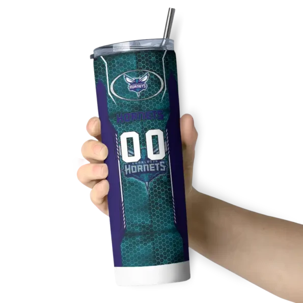 custom charlotte hornets stacked diamond teal skinny tumbler premium grade 1.webp