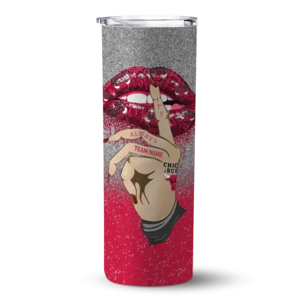 custom chicago bulls sparkle lips red skinny tumbler best selling 1.webp