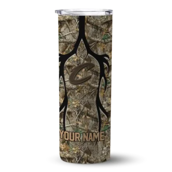 custom cleveland cavaliers antler flow camo skinny tumbler best selling 1.webp