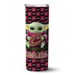 custom cleveland cavaliers yoda cozy wine black skinny tumbler best selling 1.webp