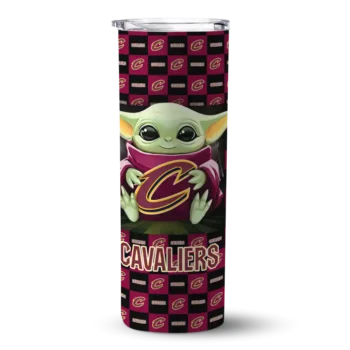custom cleveland cavaliers yoda cozy wine black skinny tumbler best selling 1.webp