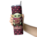 custom cleveland cavaliers yoda cozy wine black skinny tumbler best selling 1.webp