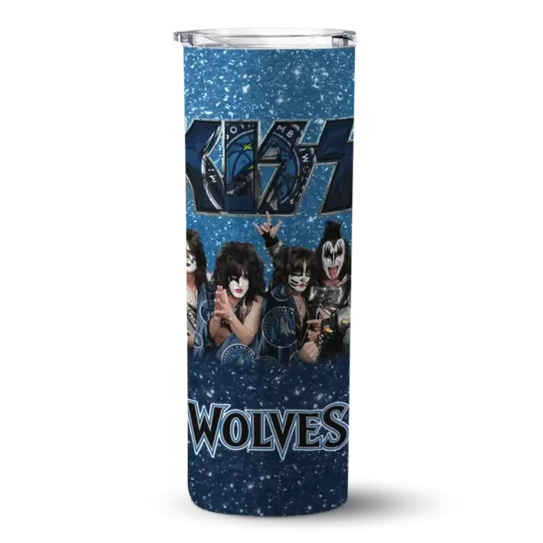 custom minnesota timberwolves kiss band blue skinny tumbler best selling 1.webp