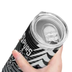 custom san antonio spurs chevron stripes silver skinny tumbler best selling 1.webp