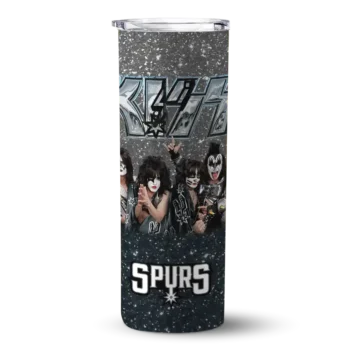 custom san antonio spurs kiss band black skinny tumbler best selling 1.webp