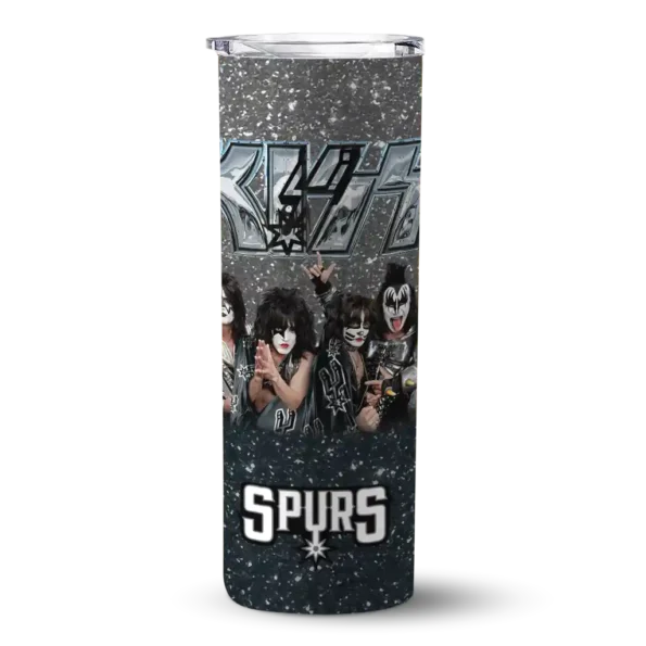 custom san antonio spurs kiss band black skinny tumbler best selling 1.webp