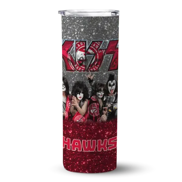 customized atlanta hawks kiss band white skinny tumbler best selling 1.webp