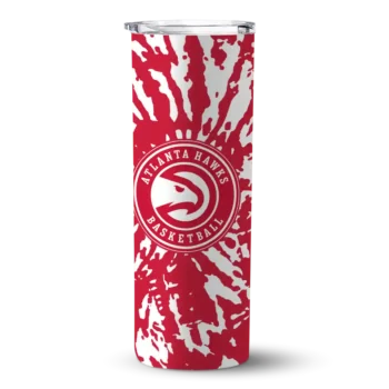 customized atlanta hawks metallic grid red skinny tumbler best selling 1.webp