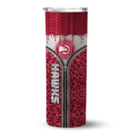customized atlanta hawks sparkle drip red skinny tumbler best selling 1.webp