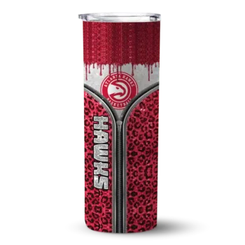 customized atlanta hawks sparkle drip red skinny tumbler best selling 1.webp