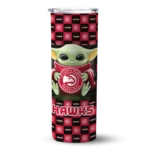 customized atlanta hawks yoda cozy red black skinny tumbler best selling 1.webp