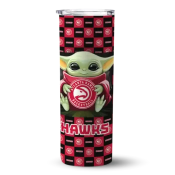 customized atlanta hawks yoda cozy red black skinny tumbler best selling 1.webp