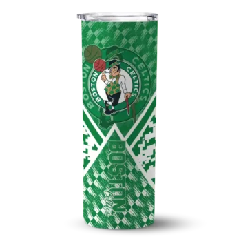 customized boston celtics monogram burst green white skinny tumbler best selling 1.webp