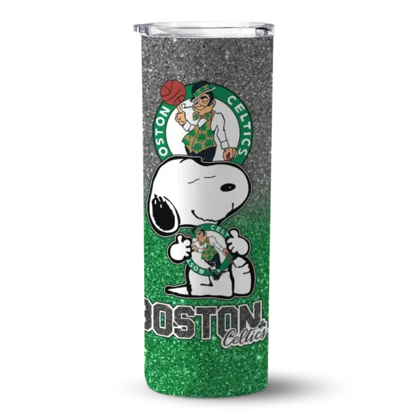 customized boston celtics snoopy attitude green skinny tumbler best selling 1.webp