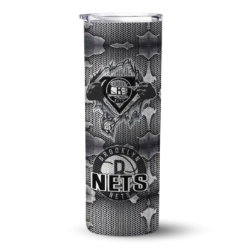 customized brooklyn nets chevron v black gray skinny tumbler best selling 1.webp