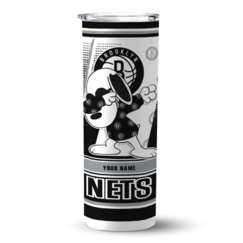 customized brooklyn nets snoopy dog black white skinny tumbler best selling 1.webp