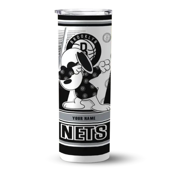 customized brooklyn nets snoopy dog black white skinny tumbler best selling 1.webp