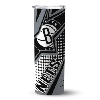 customized brooklyn nets web stripes black white skinny tumbler best selling 1.webp