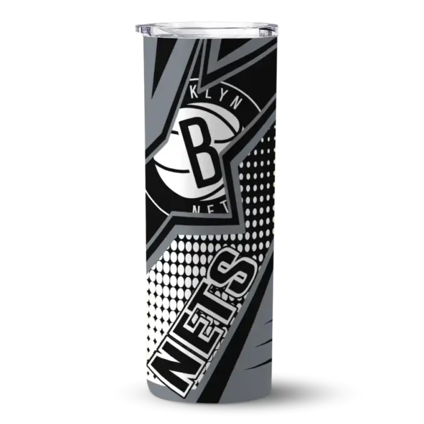 customized brooklyn nets web stripes black white skinny tumbler best selling 1.webp