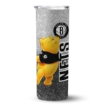 customized brooklyn nets winnie the pooh black gray skinny tumbler best selling 2.webp