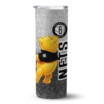 customized brooklyn nets winnie the pooh black gray skinny tumbler best selling 2.webp