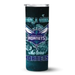 customized charlotte hornets rose romance teal black skinny tumbler best selling 1.webp