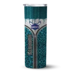 customized charlotte hornets sparkle drip teal skinny tumbler best selling 1.webp