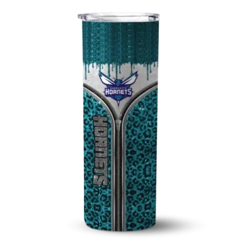 customized charlotte hornets sparkle drip teal skinny tumbler best selling 1.webp