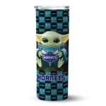 customized charlotte hornets yoda cozy teal black skinny tumbler best selling 1.webp