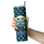 customized charlotte hornets yoda cozy teal black skinny tumbler best selling 1.webp