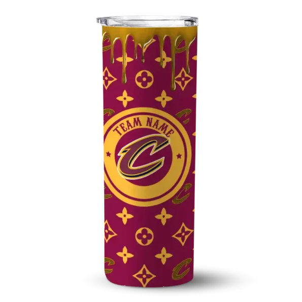 customized cleveland cavaliers camo streak wine skinny tumbler best selling 1.webp