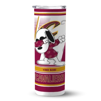 customized cleveland cavaliers snoopy dog wine white skinny tumbler best selling 1.webp