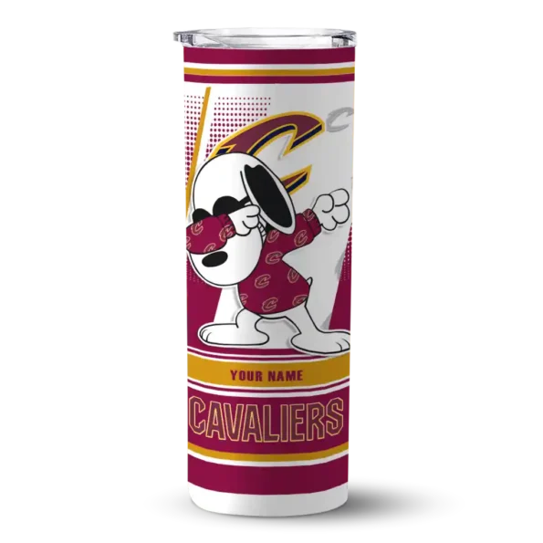 customized cleveland cavaliers snoopy dog wine white skinny tumbler best selling 1.webp