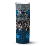 customized dallas mavericks kiss band silver skinny tumbler best selling 1.webp