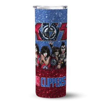 customized los angeles clippers kiss band blue skinny tumbler best selling 1.webp