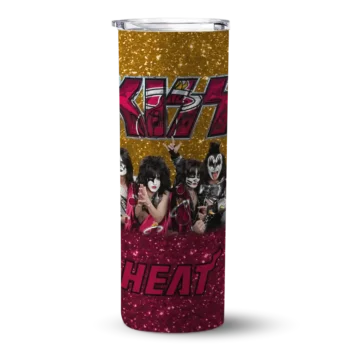 customized miami heat kiss band yellow skinny tumbler best selling 1.webp