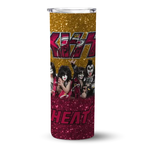 customized miami heat kiss band yellow skinny tumbler best selling 1.webp