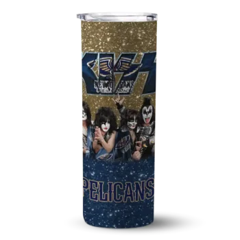 customized new orleans pelicans kiss band gold skinny tumbler best selling 1.webp