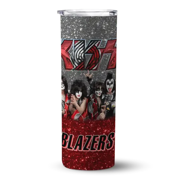 customized portland trail blazers kiss band black skinny tumbler best selling 1.webp