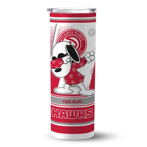 personalized atlanta hawks snoopy dog red white skinny tumbler best selling 1.webp