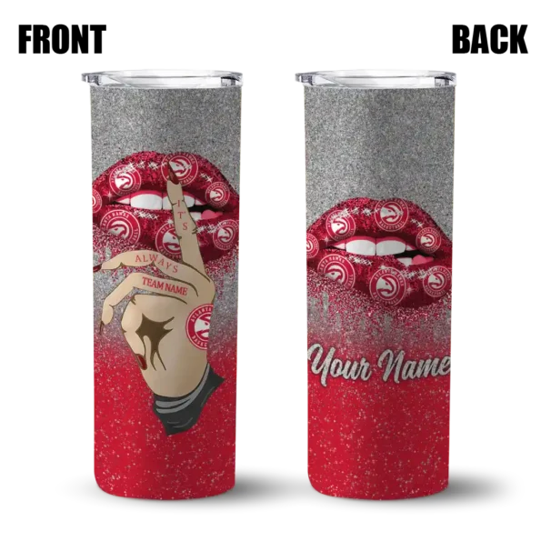 personalized atlanta hawks sparkle lips red skinny tumbler fashion forward 1.webp