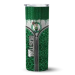 personalized boston celtics sparkle drip green skinny tumbler best selling 1.webp