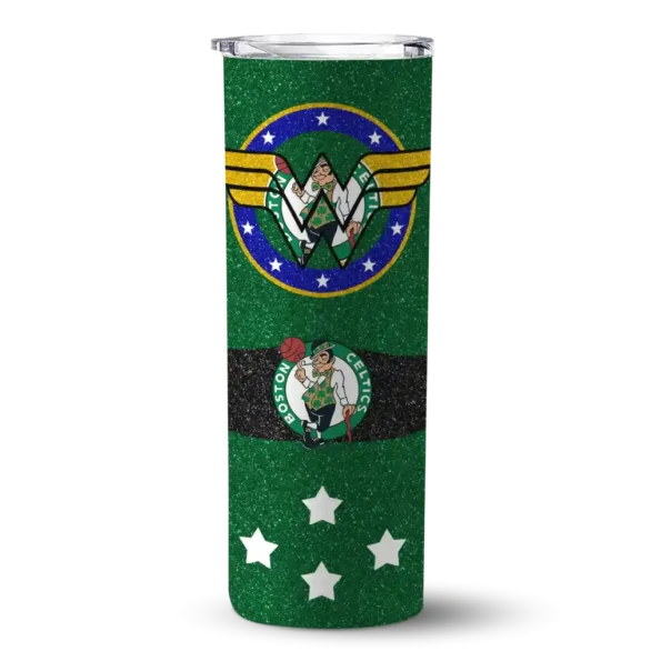 personalized boston celtics star cluster green skinny tumbler best selling 1.webp