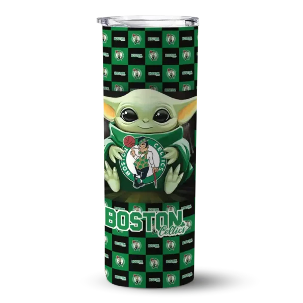 personalized boston celtics yoda cozy green black skinny tumbler best selling 1.webp