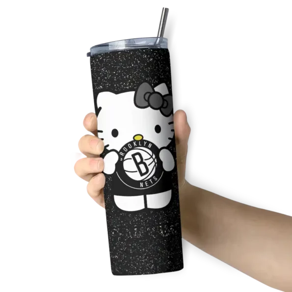 personalized brooklyn nets hello kitty black skinny tumbler premium grade 1.webp