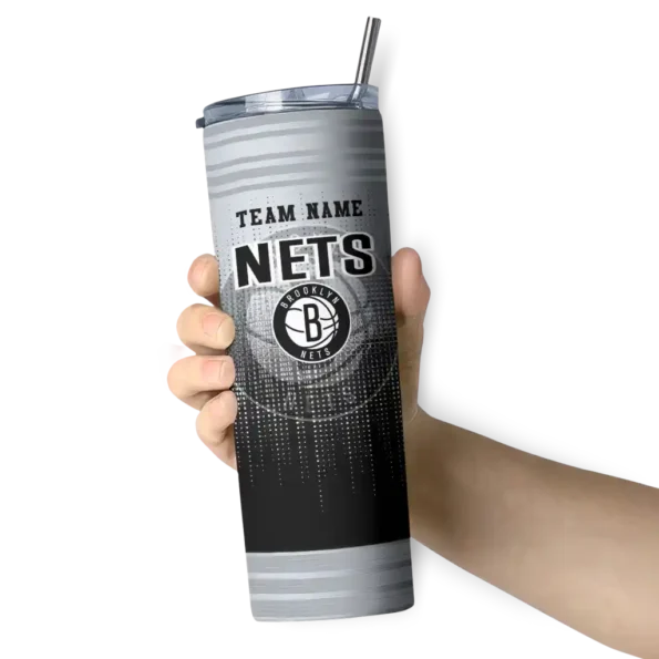 personalized brooklyn nets swirl texture black skinny tumbler premium grade 1.webp