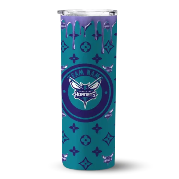 personalized charlotte hornets camo streak teal skinny tumbler best selling 1.webp