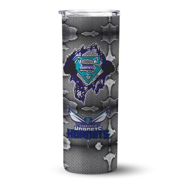 personalized charlotte hornets chevron v teal gray skinny tumbler best selling 1.webp